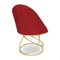 Kit 08 Cadeiras Poltrona De Jantar Bela Suede Vermelho Base Metálica Luxo Dourado - Pallazio - 6