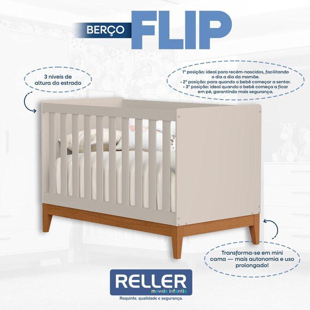 Berço Americano Flip Areia Acetinado Com Colchão Gazin - Reller - 5