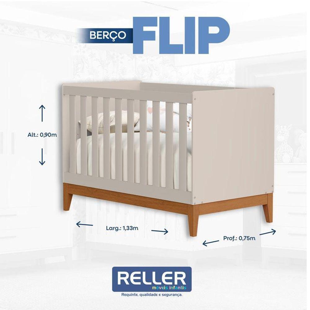 Berço Americano Flip Areia Acetinado Com Colchão Gazin - Reller - 6