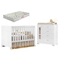 Berço Americano E Cômoda Infantil Katatau Branco Acetinado Com Colchão Gazin - Reller - 1