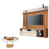 Home Suspenso Self Cinamomo Off White Mesa De Centro Sky Com Tampo De Vidro Cinamomo Off White - Hb Móveis - 1