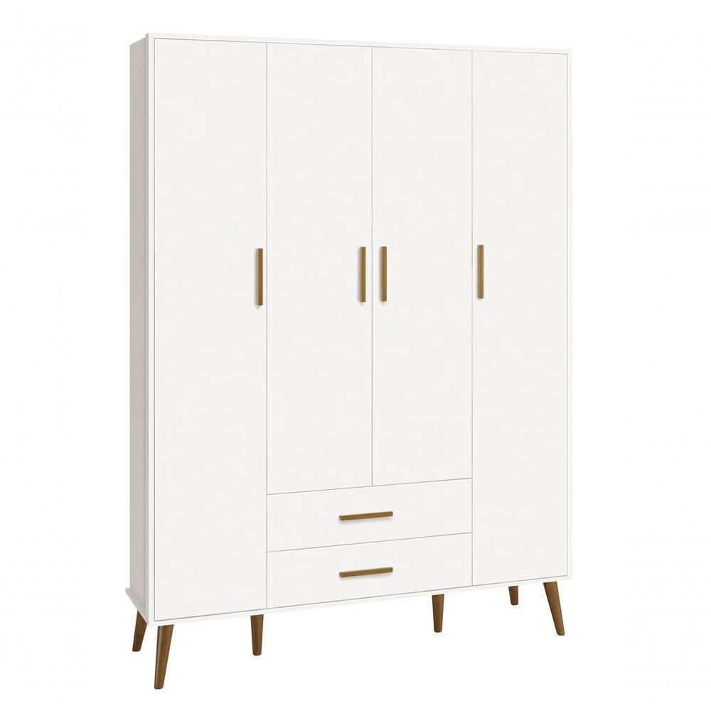 Jogo De Quarto Retrô Para Bebê Completo 4 Portas Isis Branco Fosco - Moveisaqui - 5