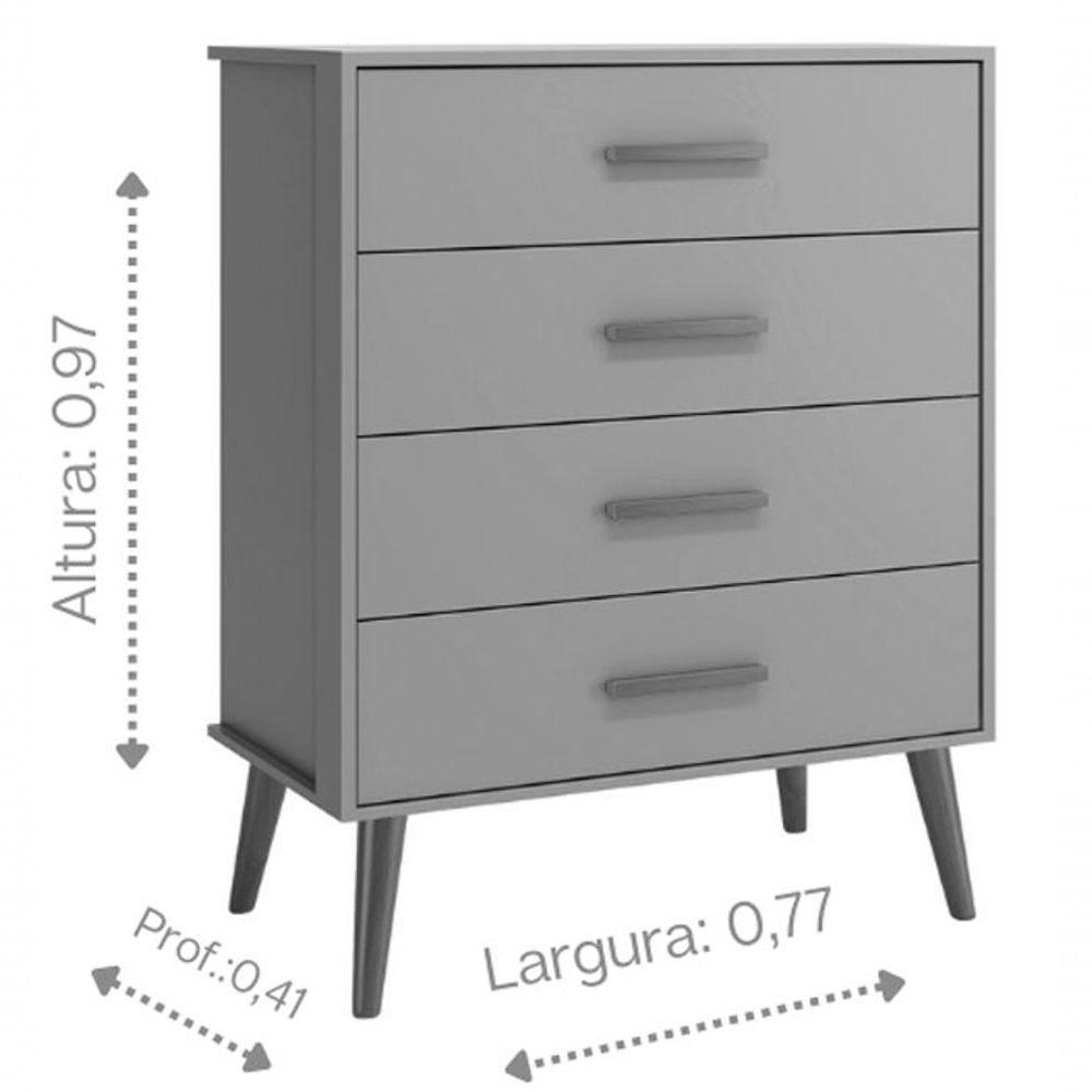 Jogo De Quarto Retrô Para Bebê Completo 4 Portas Isis Branco Fosco - Moveisaqui - 8