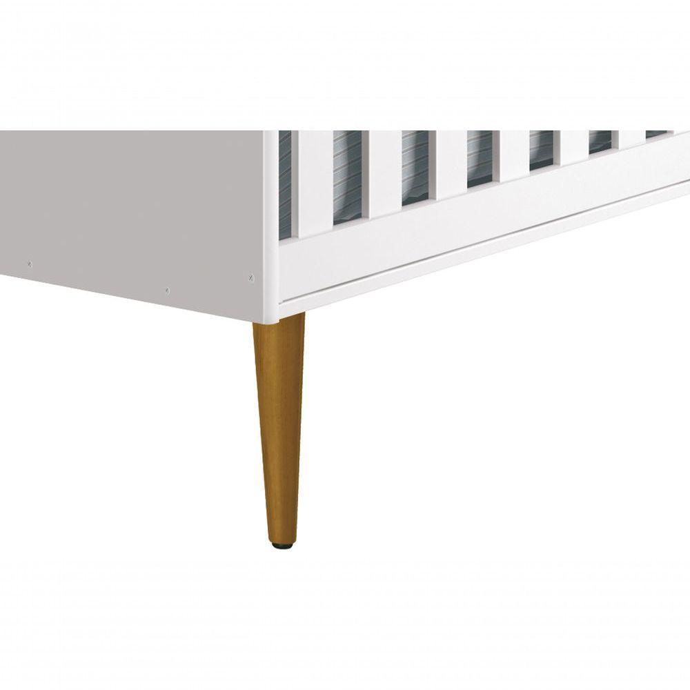 Berço Americano Théo New Branco Fosco Com Madeira - Moveisaqui - 3