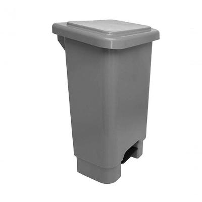 Lixeira 50L Retangular Com Pedal Cinza Lar Plasticos 13242