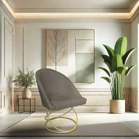 Kit 02 Cadeiras Poltrona De Jantar Bela Suede Base Metálica Luxo Dourado - Pallazio Cor Marrom Rato - 2