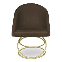 Kit 06 Cadeiras Poltrona De Jantar Bela Suede Base Metálica Luxo Dourado - Pallazio Cor Marrom