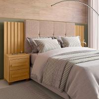 Cabeceira Casal Extensível Com 2 Mesas De Apoio Ripado E Estofado Cinamomo Suíça - Rv Móveis - 2