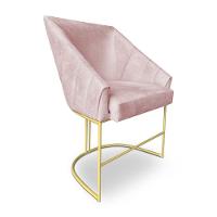 Poltrona Decorativa Alana Suede Base De Ferro Dourado - Pallazio Cor Rosa Bebê - 2