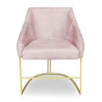 Poltrona Decorativa Alana Suede Base De Ferro Dourado - Pallazio Cor Rosa Bebê - 3