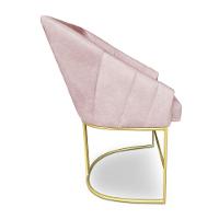 Poltrona Decorativa Alana Suede Base De Ferro Dourado - Pallazio Cor Rosa Bebê