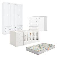 Quarto Infantil Americano 4 Portas E Berço Multifuncional Atlanta Ambiente Branco Fosco Com Colchão Gazin - Reller - 8