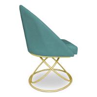 Kit 04 Cadeiras Poltrona De Jantar Bela Suede Base Metálica Luxo Dourado - Pallazio Cor Azul Turquesa - 5