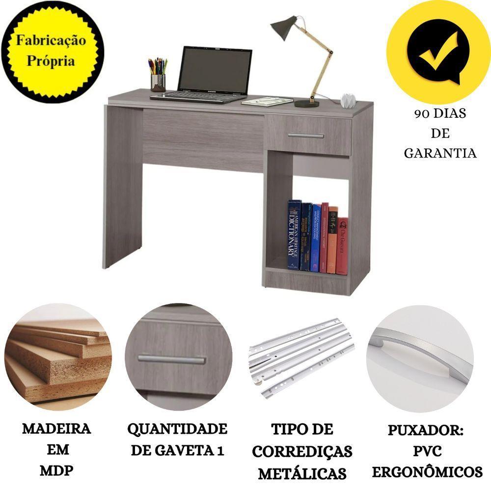 Kit Estante Para Livros Mesa Escrivaninha Giovana Natural Com Porta - 4