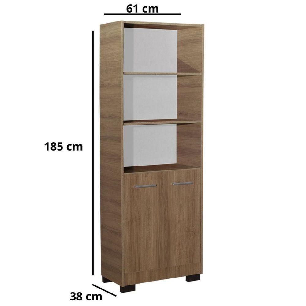 Kit Estante Para Livros Mesa Escrivaninha Onix Mel Com Porta - 10