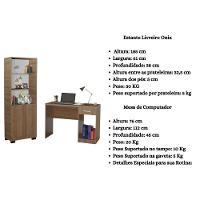 Kit Estante Para Livros Mesa Escrivaninha Onix Mel Com Porta - 9