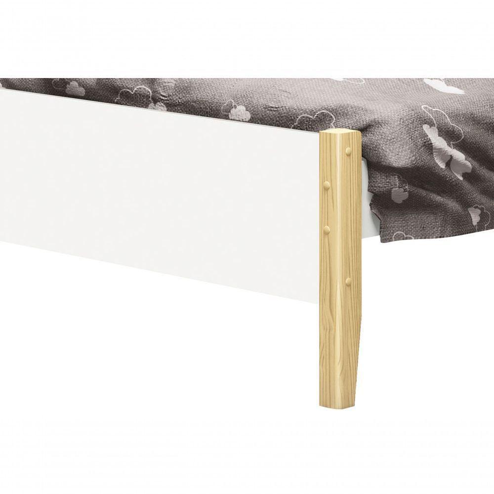 Cama Babá Solteiro Simba Branco Fosco Com Natural - Moveisaqui - 3