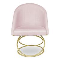 Kit 08 Cadeiras Poltrona De Jantar Bela Suede Rosa Bebê Base Metálica Luxo Dourado - Pallazio