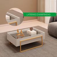 Mesa De Centro Kika De Sala Hall Moderna Com Espelho Pes Em Metal Bali - 3