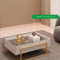 Mesa De Centro Kika De Sala Hall Moderna Com Espelho Pes Em Metal Bali - 5