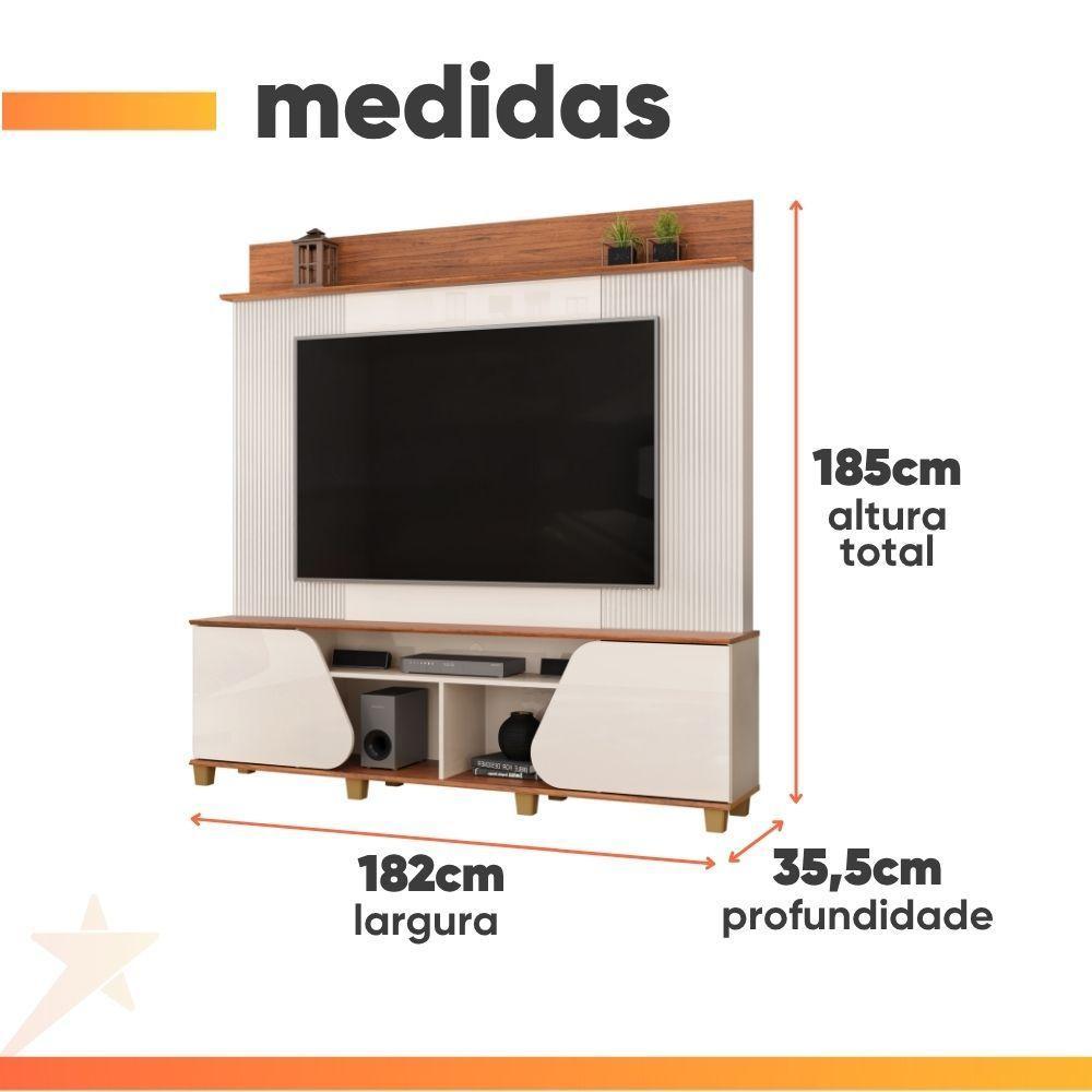 Estante Home Theater Para Tv Até 70 Polegadas 1,82m 2 Portas Duna Off White/madeirado Off White / Madeirado - 3