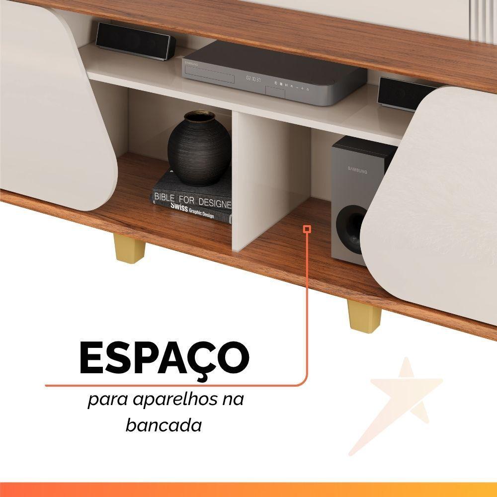 Estante Home Theater Para Tv Até 70 Polegadas 1,82m 2 Portas Duna Off White/madeirado Off White / Madeirado - 7