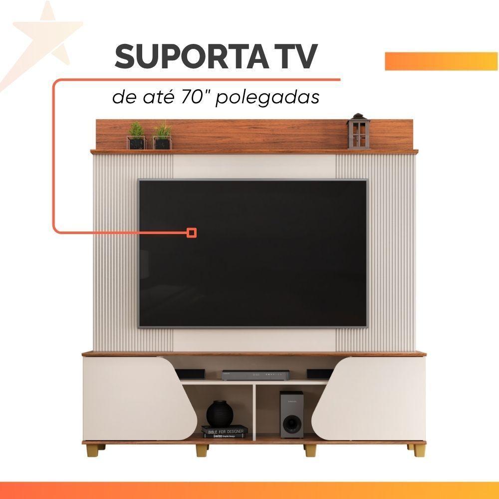 Estante Home Theater Para Tv Até 70 Polegadas 1,82m 2 Portas Duna Off White/madeirado Off White / Madeirado - 9