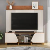Estante Home Theater Para Tv Até 70 Polegadas 1,82m 2 Portas Duna Off White/madeirado Off White / Madeirado - 2