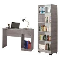 Kit Estante Para Livros Mesa Escrivaninha Onix Natural - 1