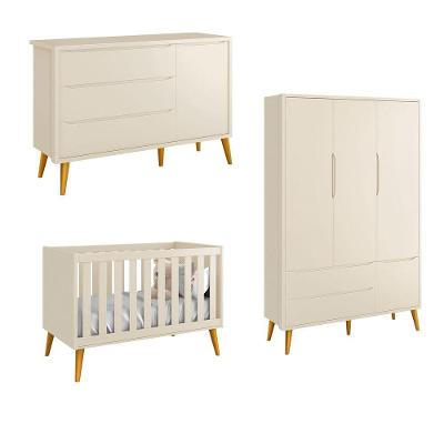 Jogo De Quarto Para Bebê Completo 3 Portas Théo New Areia Fosco Com Madeira - Reller