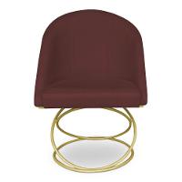 Kit 04 Cadeiras Poltrona De Jantar Bela Suede Base Metálica Luxo Dourado - Pallazio Cor Marsala