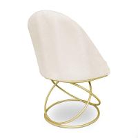 Kit 06 Cadeiras Poltrona De Jantar Bela Suede Base Metálica Luxo Dourado - Pallazio Cor Bege - 6