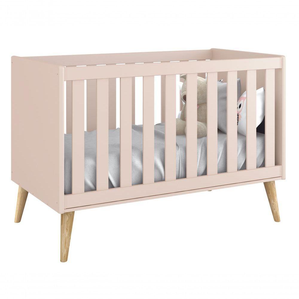 Berço Americano Théo New Rosa Fosco Com Natural - Reller - 1