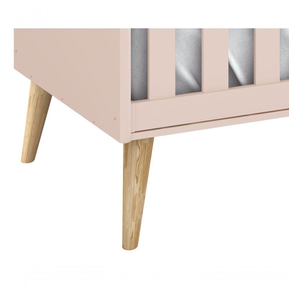 Berço Americano Théo New Rosa Fosco Com Natural - Reller - 3