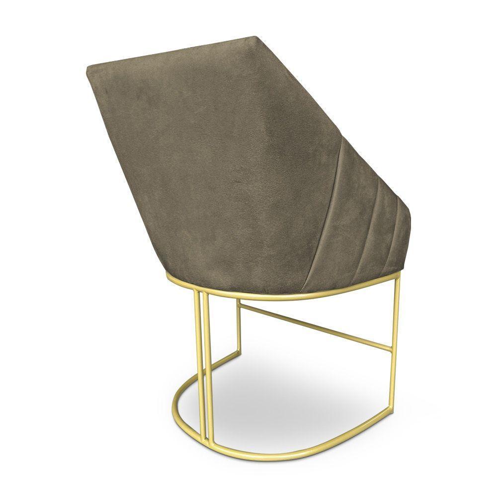 Poltrona Decorativa Alana Suede Base De Ferro Dourado - Pallazio Cor Marrom Rato - 5