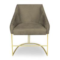 Poltrona Decorativa Alana Suede Base De Ferro Dourado - Pallazio Cor Marrom Rato - 3