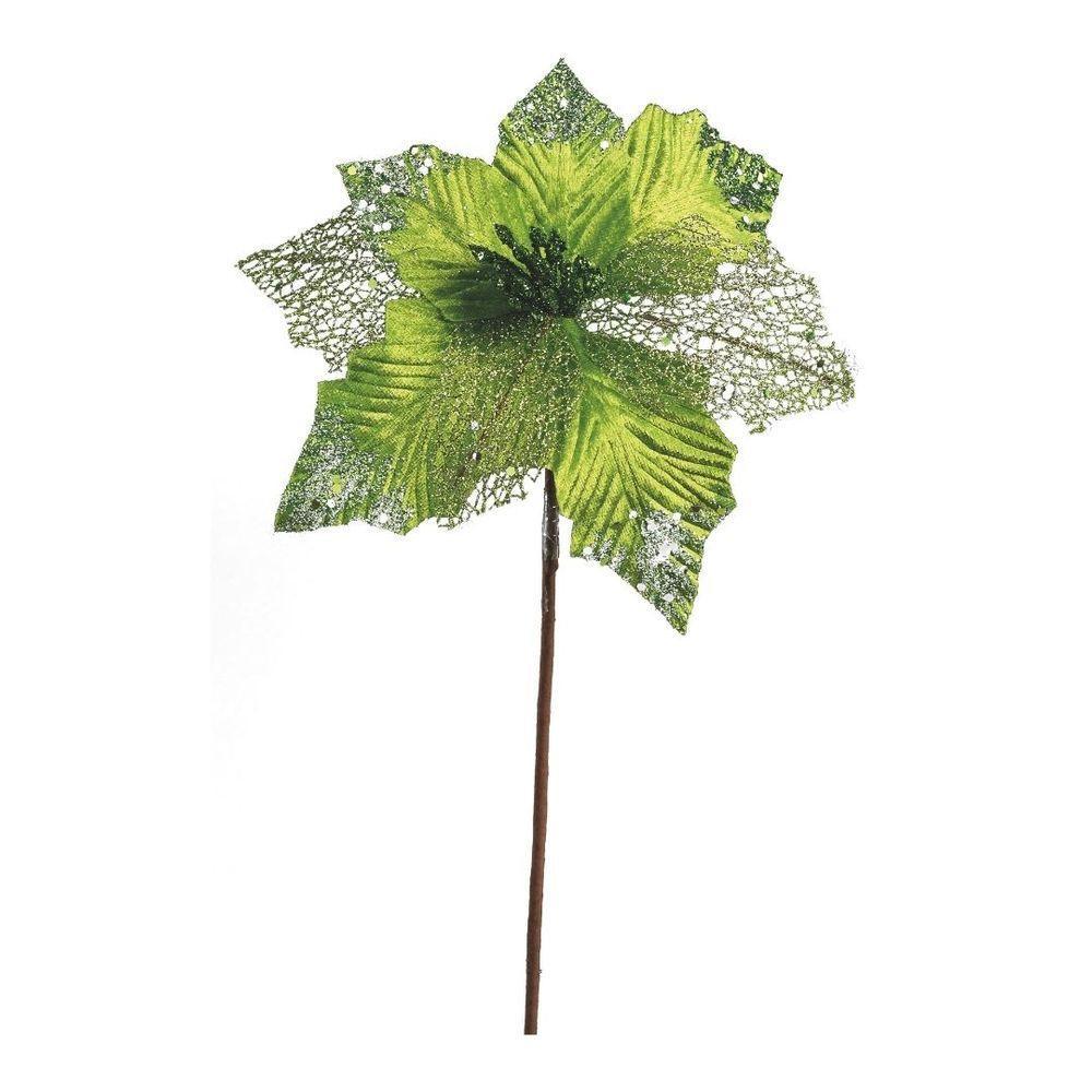Flor Bico De Papagaio Verde Mescla Pick Natal Luxo 20cm - Magizi - 1