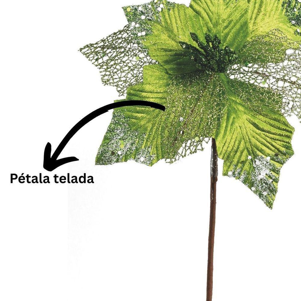 Flor Bico De Papagaio Verde Mescla Pick Natal Luxo 20cm - Magizi - 3