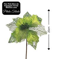 Flor Bico De Papagaio Verde Mescla Pick Natal Luxo 20cm - Magizi