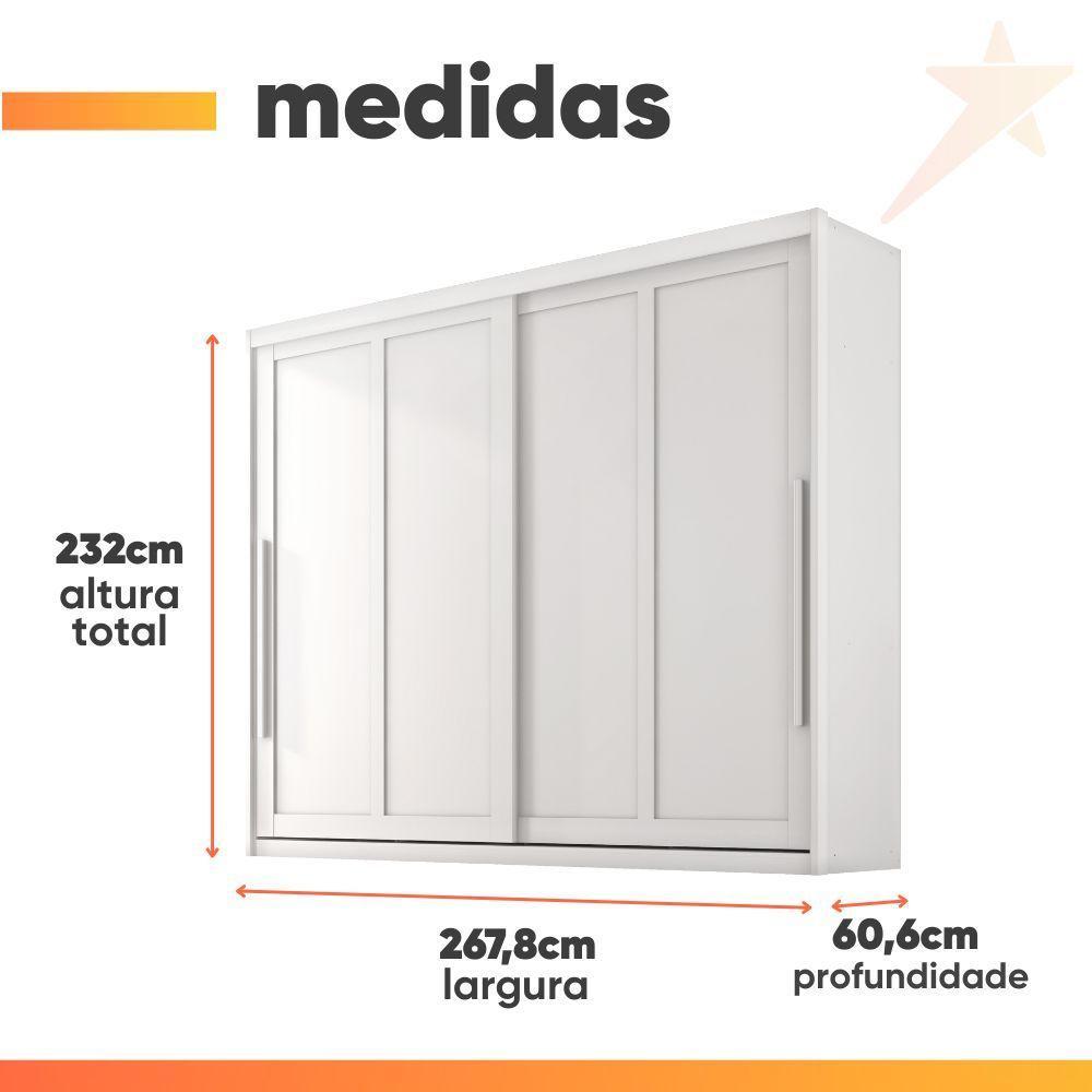 Guarda Roupas Casal 2 Portas De Correr 6 Gavetas Firenze Branco - 3