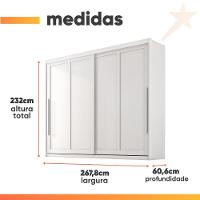 Guarda Roupas Casal 2 Portas De Correr 6 Gavetas Firenze Branco - 3