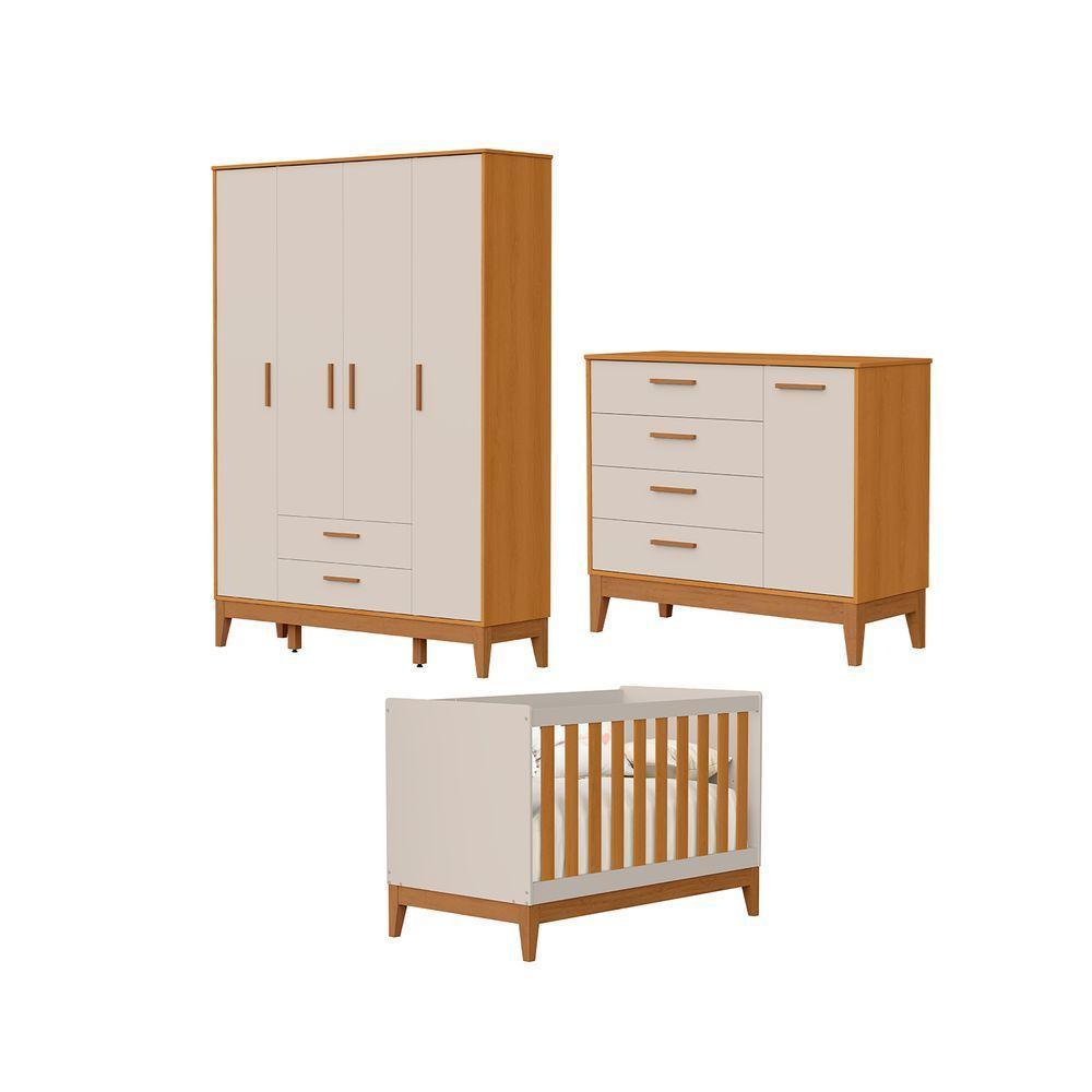 Jogo De Quarto Para Bebe Completo 4 Portas Flip Areia Com Savana - 1