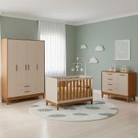 Jogo De Quarto Para Bebe Completo 4 Portas Flip Areia Com Savana - 2
