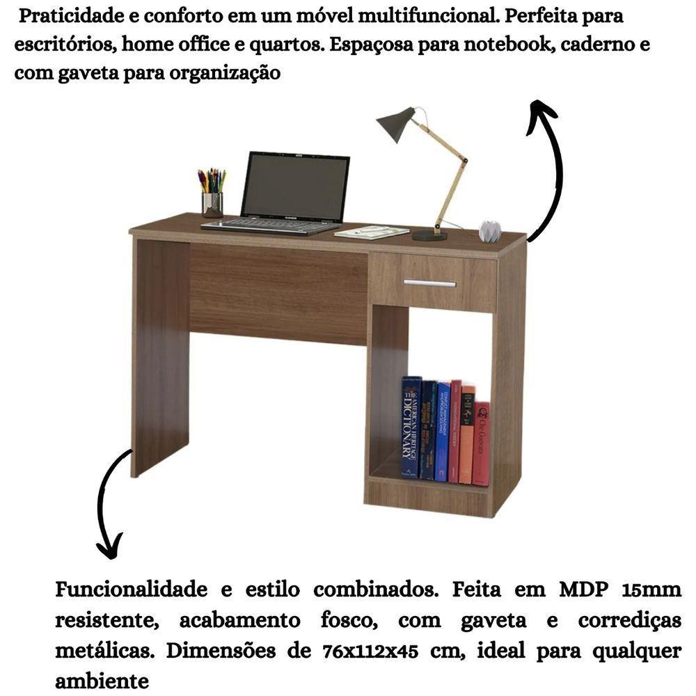 Kit Estante Para Livros Mesa Escrivaninha Giovana Mel Com Porta - 5