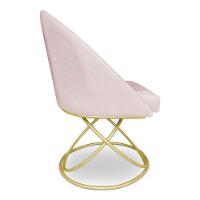 Kit 02 Cadeiras Poltrona De Jantar Bela Suede Base Metálica Luxo Dourado - Pallazio Cor Rosa Bebê - 6