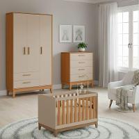 Jogo De Quarto Para Bebe Completo 3 Portas Flip Areia Com Savana - 2