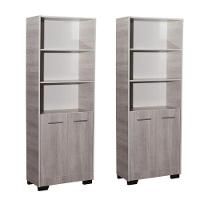 Kit 2 Estante Para Livros Onix Natural Prateleira Com Porta - 1