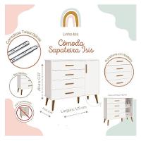 Berço Americano E Cômoda Infantil Com Porta Isis Branco Acetinado Com Colchão Gazin - Reller - 7