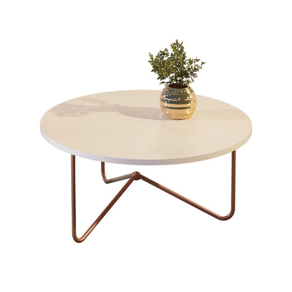 Mesa De Centro Jb 8006 Luxo Off White Pe Bronze - Moveis Jb - 1