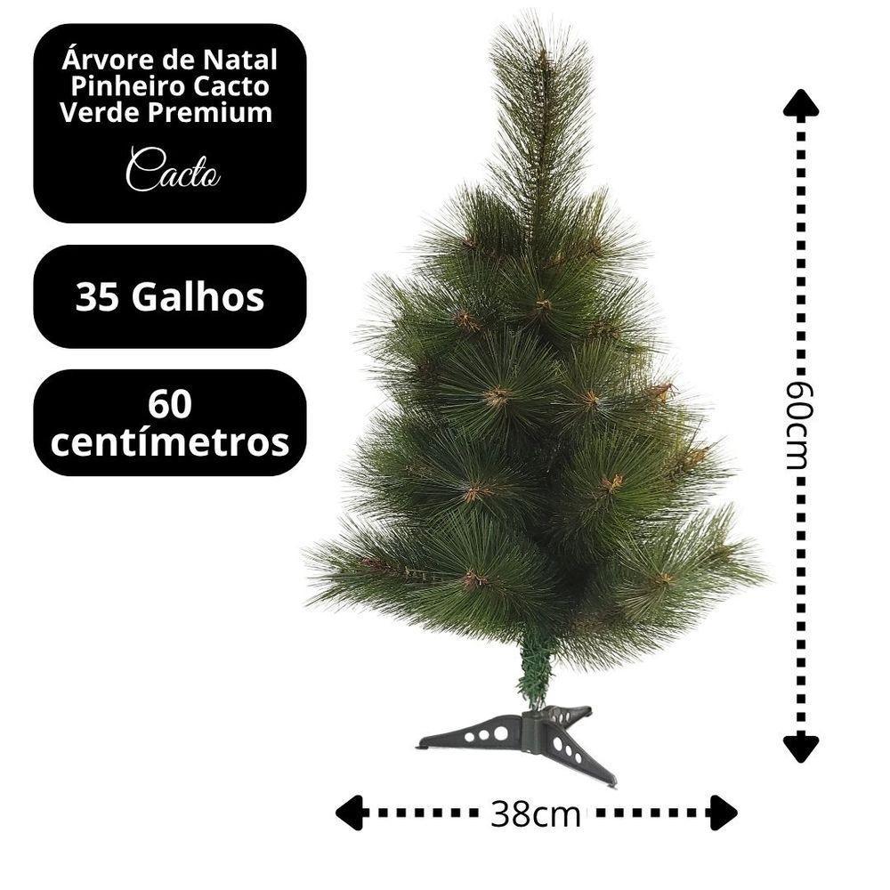 Árvore De Natal Pinheiro Cacto Verde Premium 35 Galhos 60cm - Master Christmas - 5
